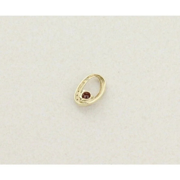 Pendant Only 10K Yellow Gold Natural Garnet and Diamond Pendant - Picture 5 of 6